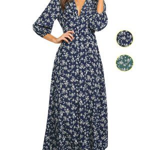 Summer Women's Chiffon Deep V-neck 3/4 Sleeve